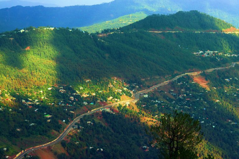 Aerial view of forested Murree hills