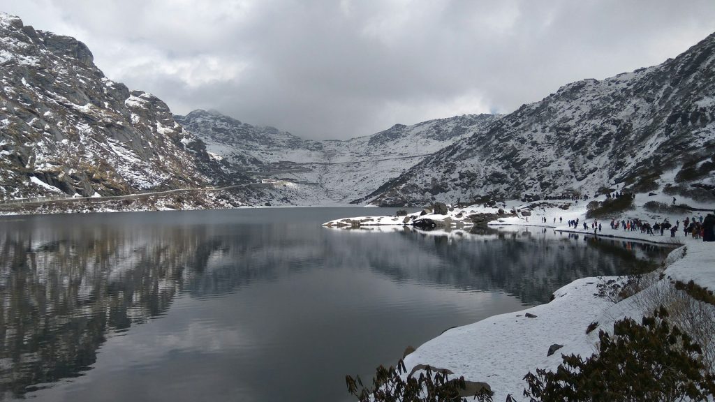 Ratti Gali lake among snowy peaks